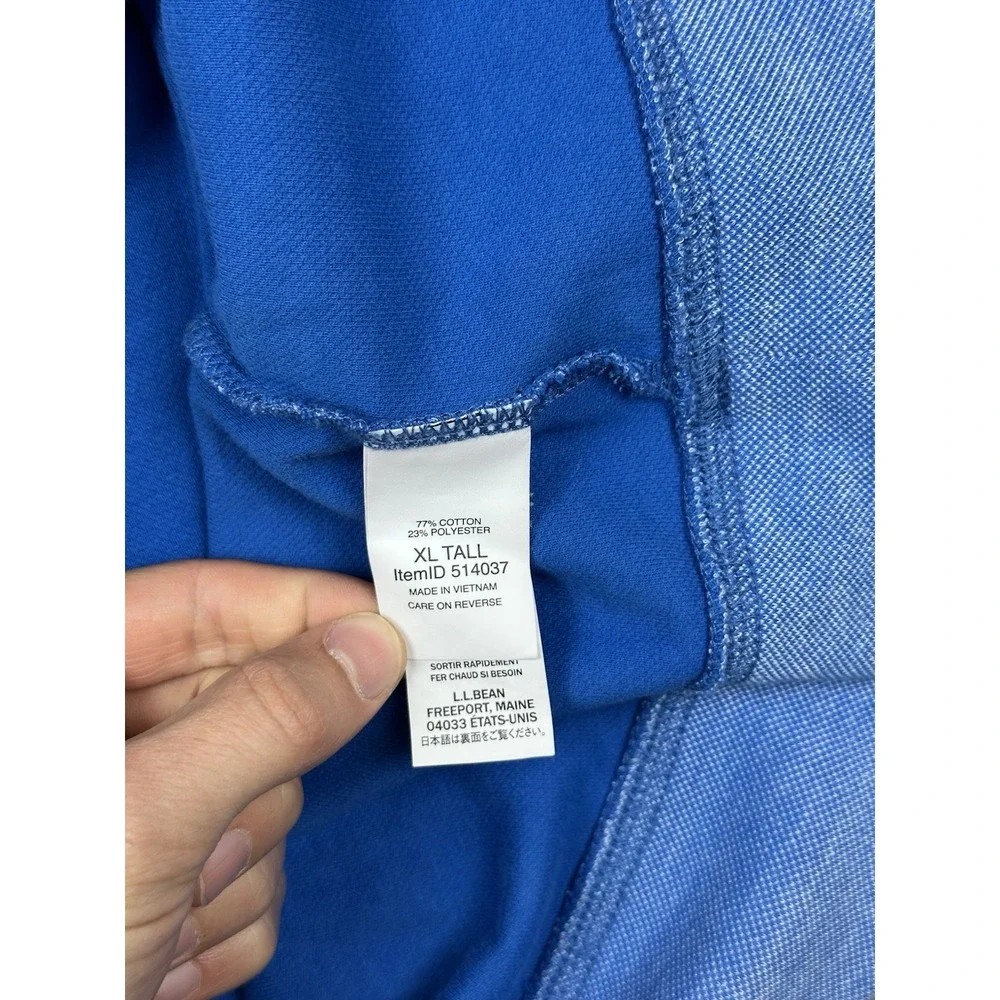 L.L Bean Mens Sz XLT Comfort Stretch Blue 1/4 Zip Pullover Long-Sleeve